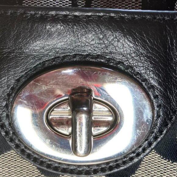 Coach Penelope Signature Carryall Tote in Black and Gray Monogram Canvas EUC - Picture 10 of 15